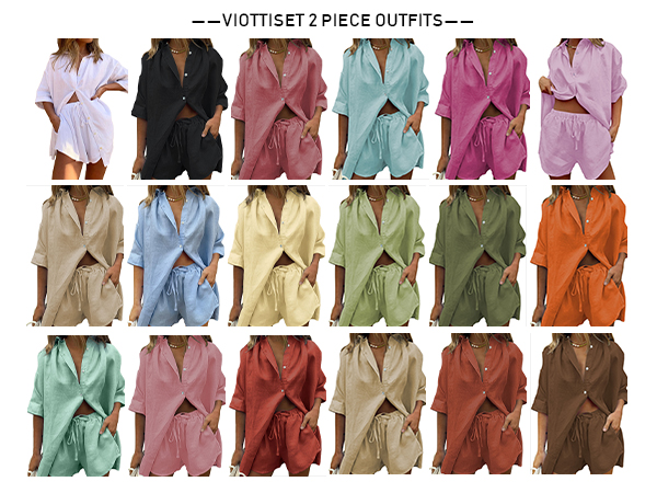 2 Piece Outfits Summer Shorts Lounge Set Button Shirt Sweatsuits