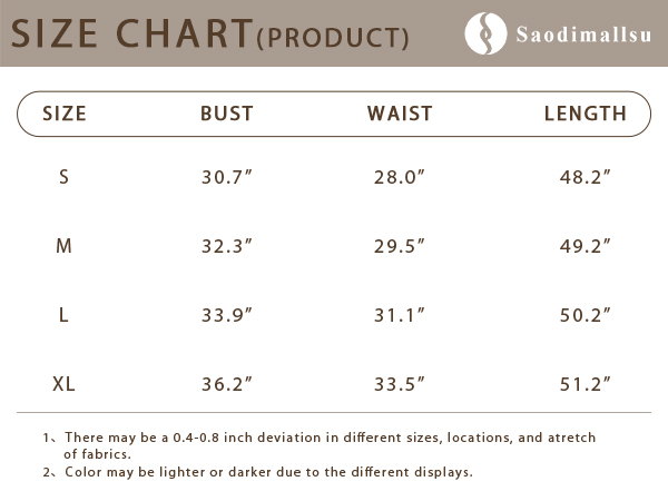 Slim Fit Maxi Dress Size Chart