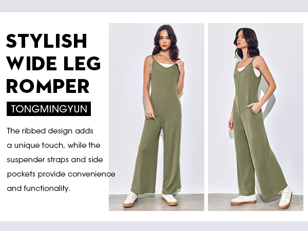 Wide Leg Long Pants Rompers