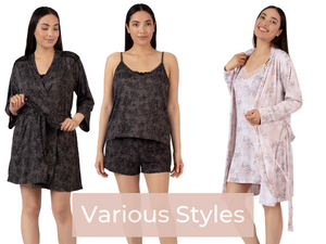 TAHARI Soft and Cozy Sleepwear for Women, Two Piece and Three Piece Pajama Sets