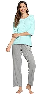 Womens Bamboo Sleepwear Pajamas Pants Set