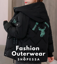 graphic puffer coat