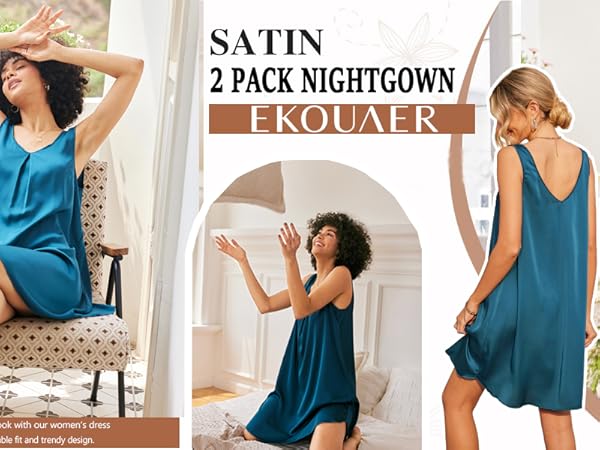 satin 2 pack nightgown