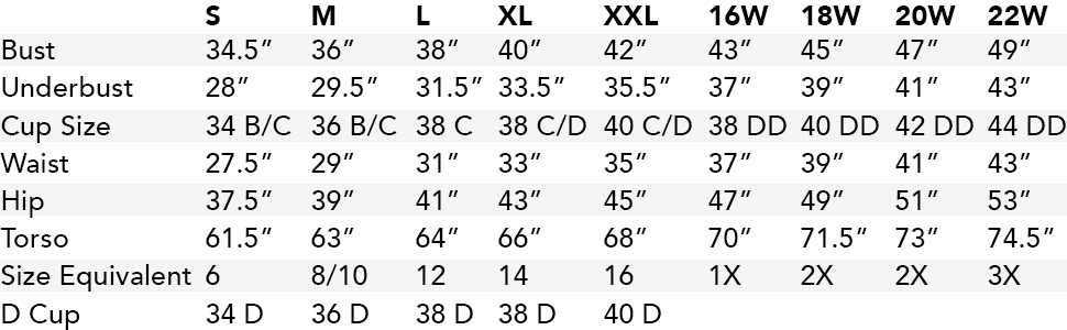 24th & Ocean A+ Size Chart 