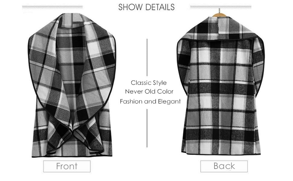 open front plaid cardigan vest 