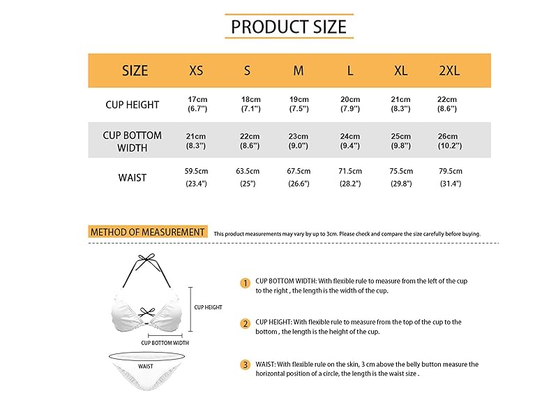 Bikini Size Chart