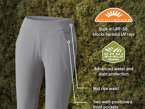 Water and stain resistant women''s pants, Omni-Shield