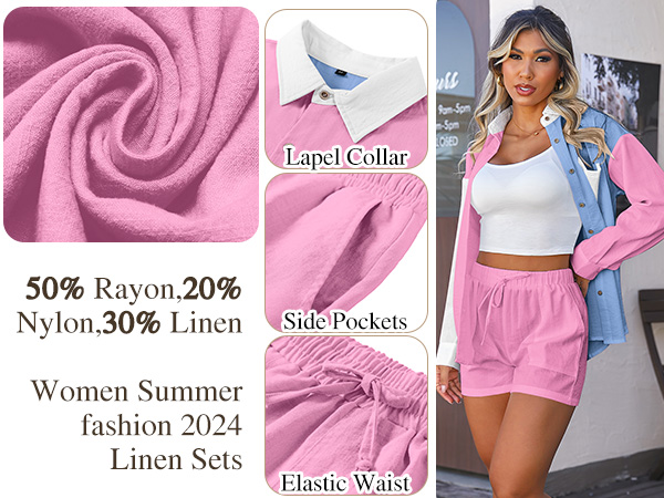 two piece linen sets for women