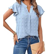 Swiss Dot Flutter Sleeve Blouse