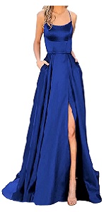 B0CPPH2D3Q Satin High Slit Spaghetti Straps Formal Dress