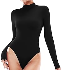 ALGALAROUND Mock Turtle Neck Bodysuit: Long Sleeve, Double Lined Basics