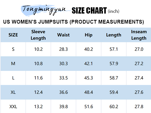 Tongmingyun size chart