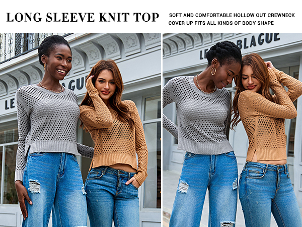 Women''s Crochet Mesh Sweaters