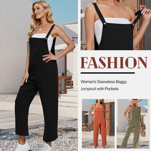  Women''s Loose Baggy Wide Leg Jumpsuit Pants