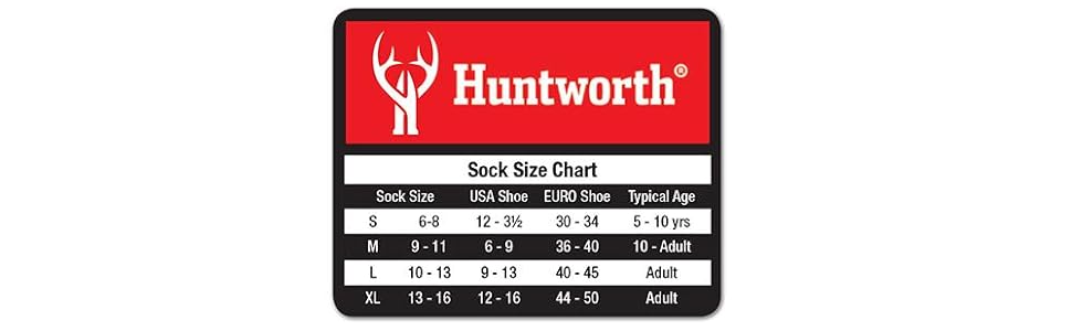 huntworth sock size chart