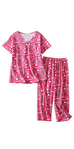 women red heart pajamas