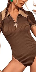 Zipper Collar Bodysuits