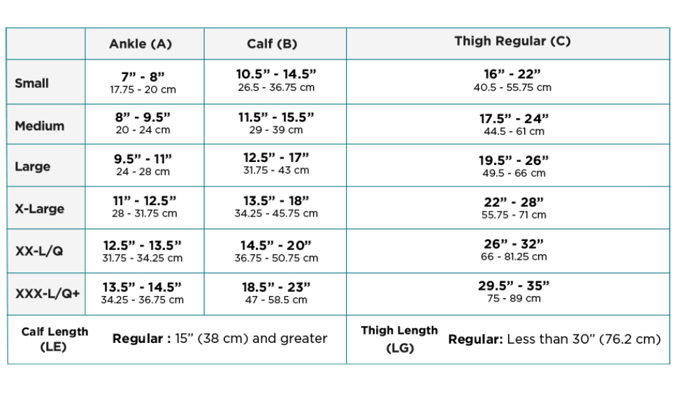 Ames Walker Signature Sheer Compression Hosiery Size Chart