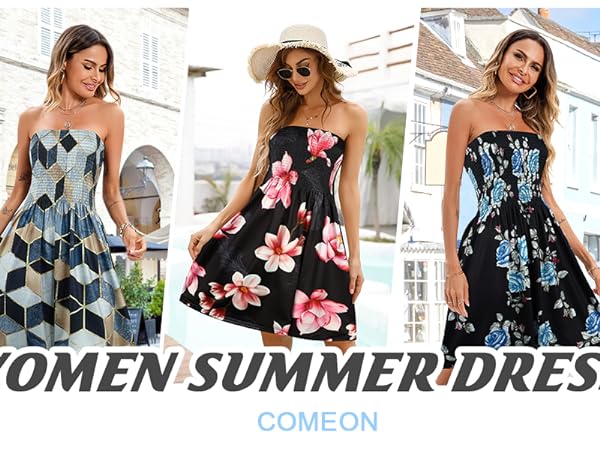 strapless floral print dresses for women