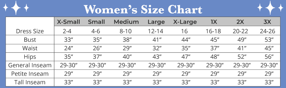 2021 Women&amp;#39;s Size Chart