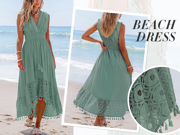 green maxi dress summer dress beach