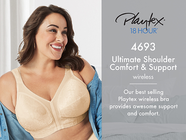 Playtex Bra 4693, Wireless Bra, Ultimate Shoulder Comfort and Support