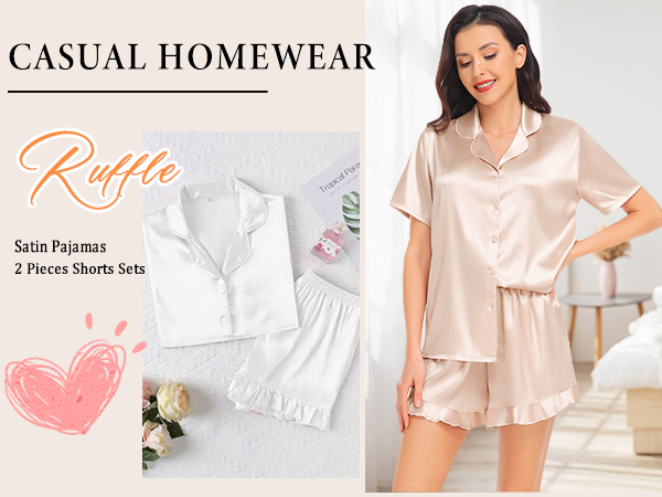 silk pajamas for women 2 piece satin shorts set