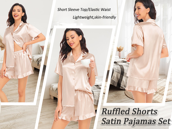 ruffle pajamas for women bridesmaid