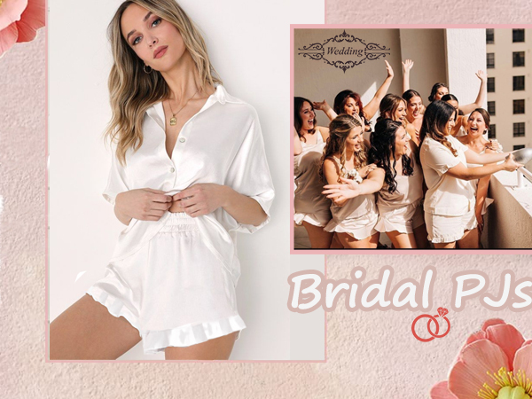 bride bridesmaid ruffle pajamas for women