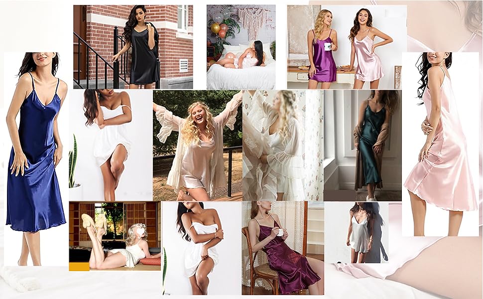 long satin nightgowns for women