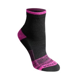 black quarter sock with pink accents