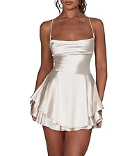 Women&#39;s Elegant Satin A-line Summer Sleevesless Rompers