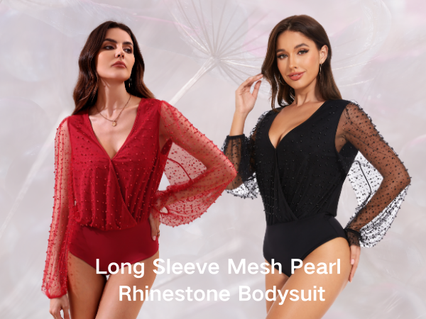 rhinestone bodysuit pearl top