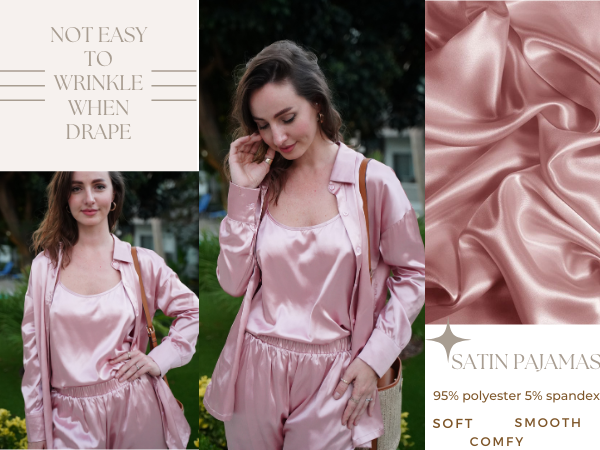 Womens Silk Satin Pajamas