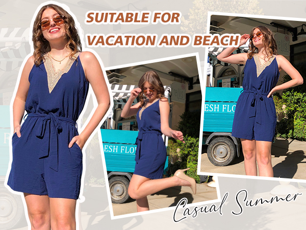 womens summer casual rompers v neck jumpsuits