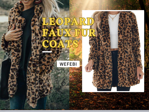 Wefebi Women''s Oversized Faux Fur Jackets Leopard Coats 