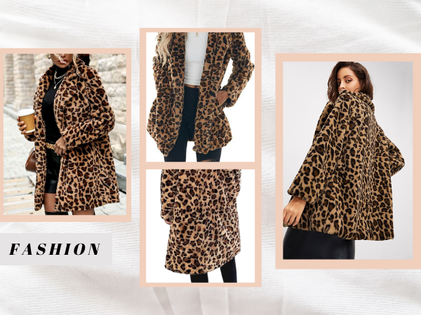 Wefebi Women''s Oversized Faux Fur Jackets Leopard Coats 