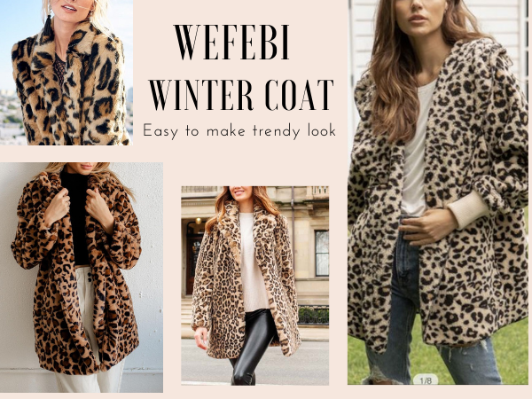 Wefebi Women''s Oversized Faux Fur Jackets Leopard Coats 