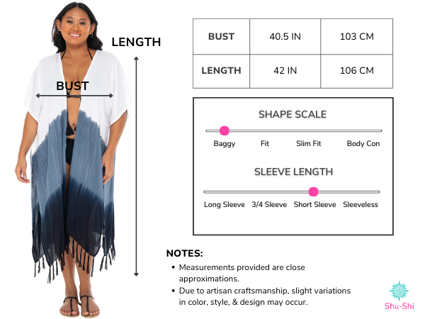 SHU-SHI Womens Plus Size Kimono Cardigan Fringe Ombre Swimwear 