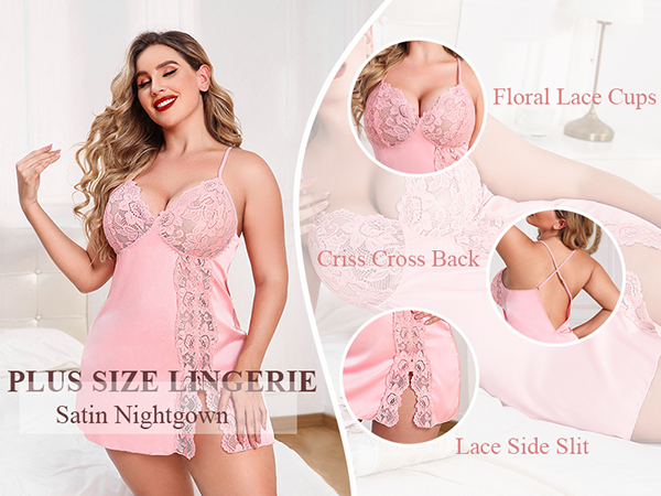 plus lace sleepwear