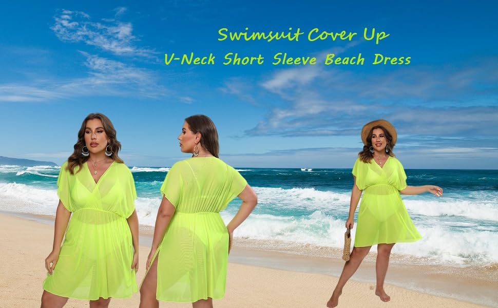 neon green cover ups for women swimsuit