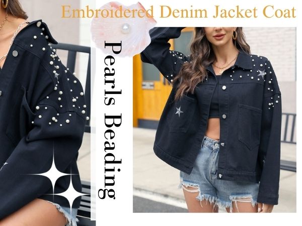 embroidered denim jacket coat