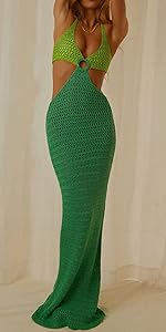 crochet knit holloe out bodycon maxi dress summer beachwear