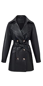 women leather trench coat