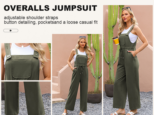 Womens Overalls Wide Leg Jumpsuits