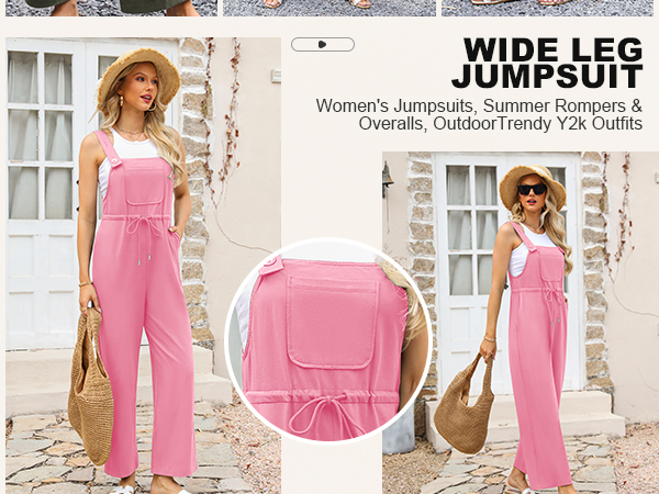 Womens Overalls Wide Leg Jumpsuits