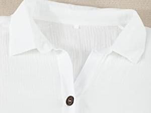 v neck Turn down collar button down shirts blouse tops