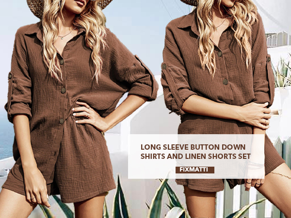 Button Cardigan Shirt Elastic Waist Shorts Tracksuit Summer Outfits