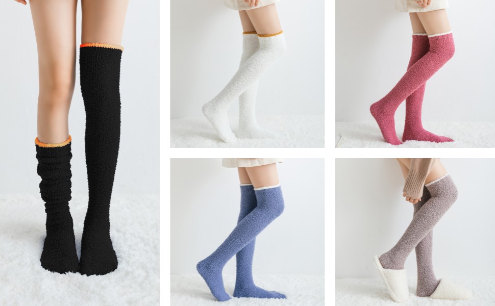 thigh high fuzzy socks over knee high