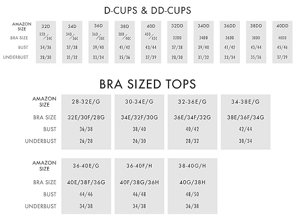 Sunsets bra sized tops size chart.